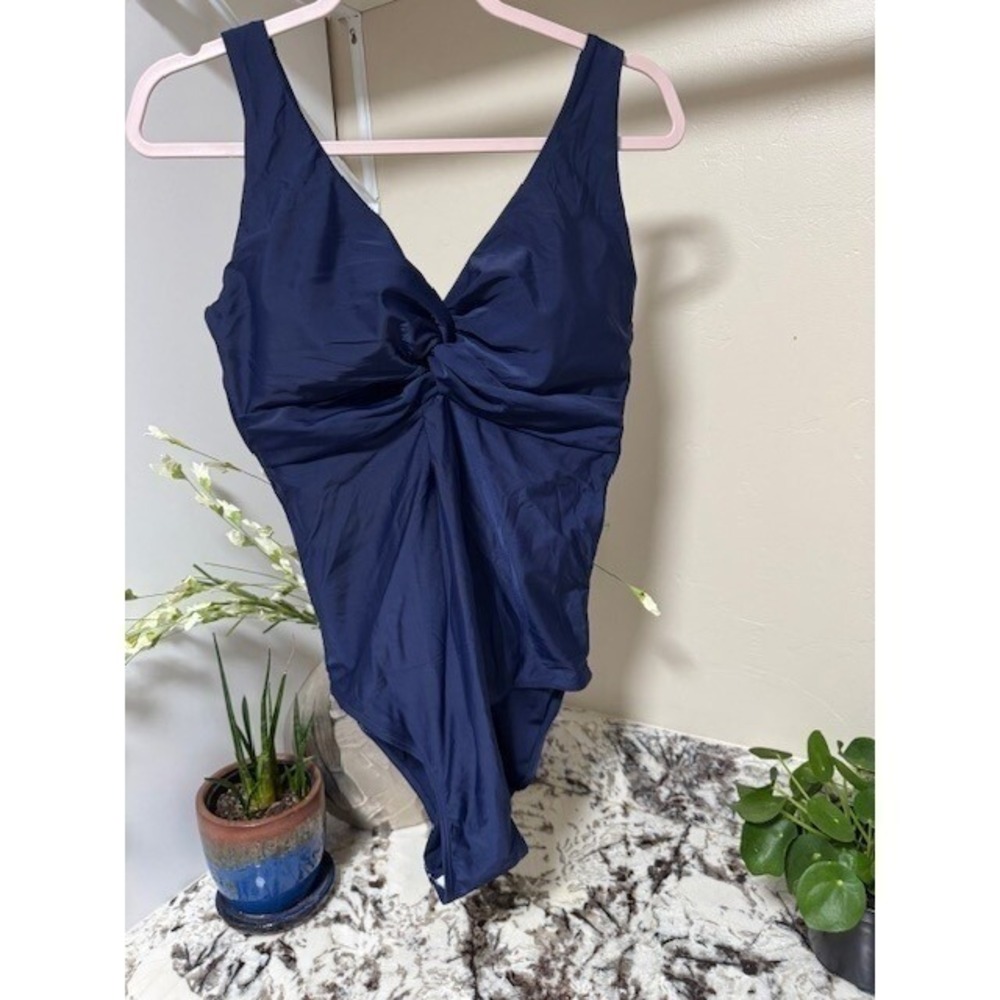New Dark royal blue Keyhole one piece swim bathing suit size L